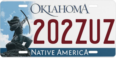 OK license plate 202ZUZ