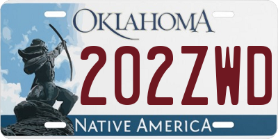 OK license plate 202ZWD