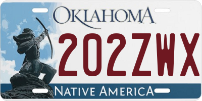 OK license plate 202ZWX