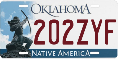 OK license plate 202ZYF