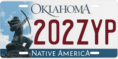 OK license plate 202ZYP