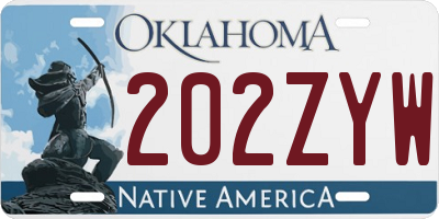 OK license plate 202ZYW