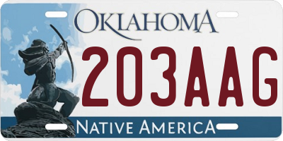 OK license plate 203AAG