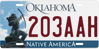 OK license plate 203AAH