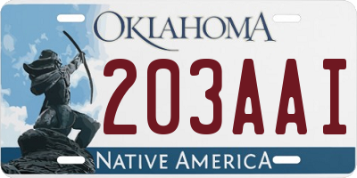 OK license plate 203AAI