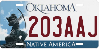 OK license plate 203AAJ