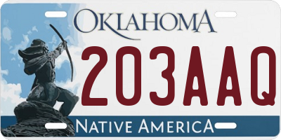 OK license plate 203AAQ