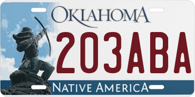 OK license plate 203ABA