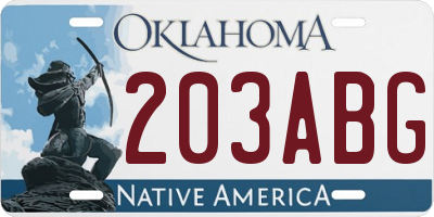 OK license plate 203ABG