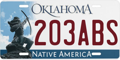 OK license plate 203ABS