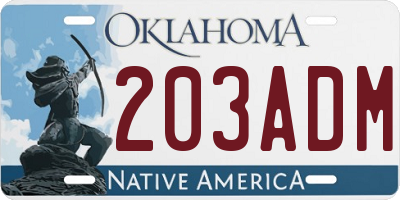 OK license plate 203ADM