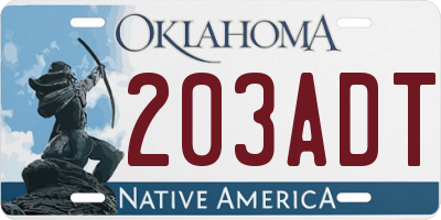 OK license plate 203ADT