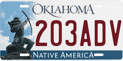 OK license plate 203ADV