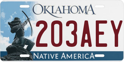 OK license plate 203AEY