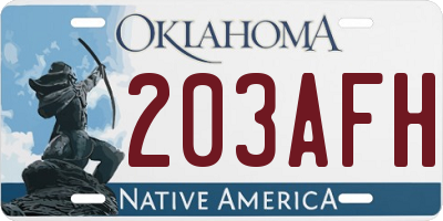 OK license plate 203AFH