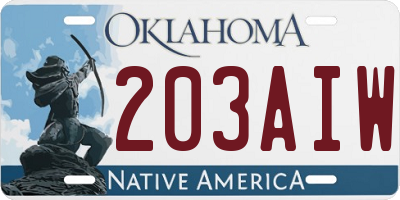 OK license plate 203AIW