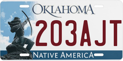 OK license plate 203AJT