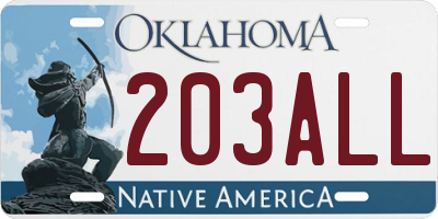 OK license plate 203ALL