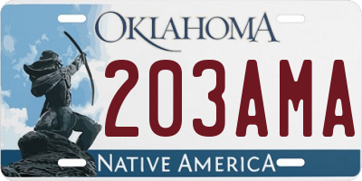 OK license plate 203AMA