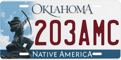 OK license plate 203AMC