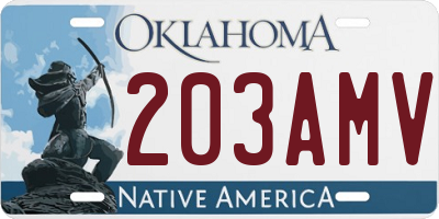 OK license plate 203AMV