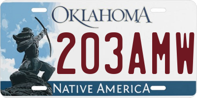 OK license plate 203AMW