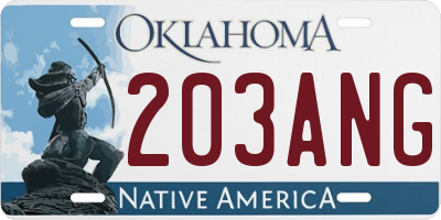 OK license plate 203ANG