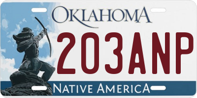 OK license plate 203ANP