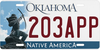OK license plate 203APP