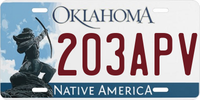 OK license plate 203APV