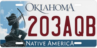 OK license plate 203AQB