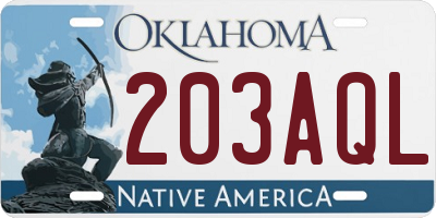 OK license plate 203AQL