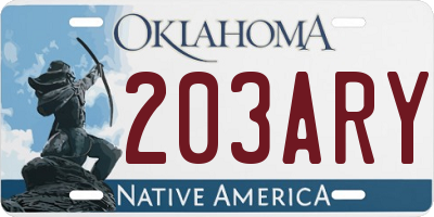 OK license plate 203ARY