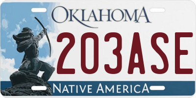 OK license plate 203ASE