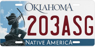 OK license plate 203ASG