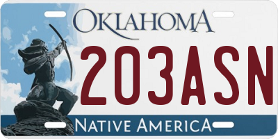 OK license plate 203ASN
