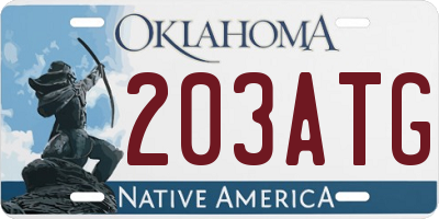 OK license plate 203ATG