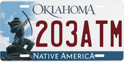 OK license plate 203ATM