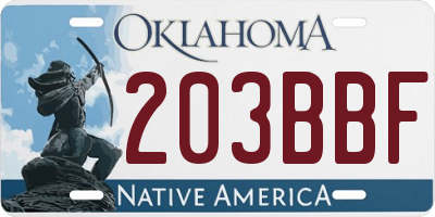 OK license plate 203BBF