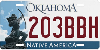 OK license plate 203BBH