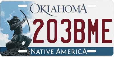 OK license plate 203BME