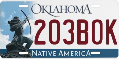 OK license plate 203BOK