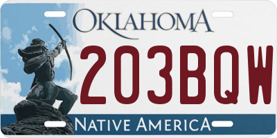 OK license plate 203BQW