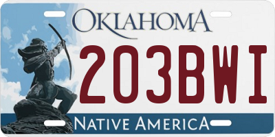 OK license plate 203BWI