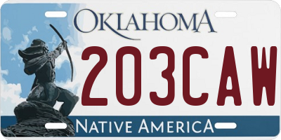 OK license plate 203CAW