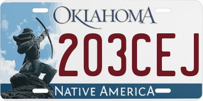 OK license plate 203CEJ