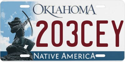 OK license plate 203CEY