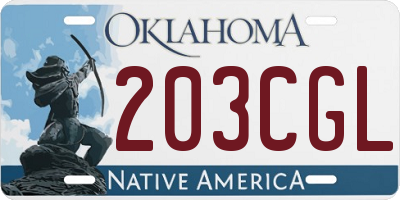 OK license plate 203CGL