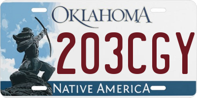 OK license plate 203CGY