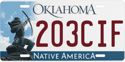 OK license plate 203CIF